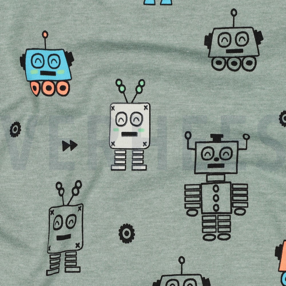JERSEY MELANGE NEON ROBOTS DARK MINT #7