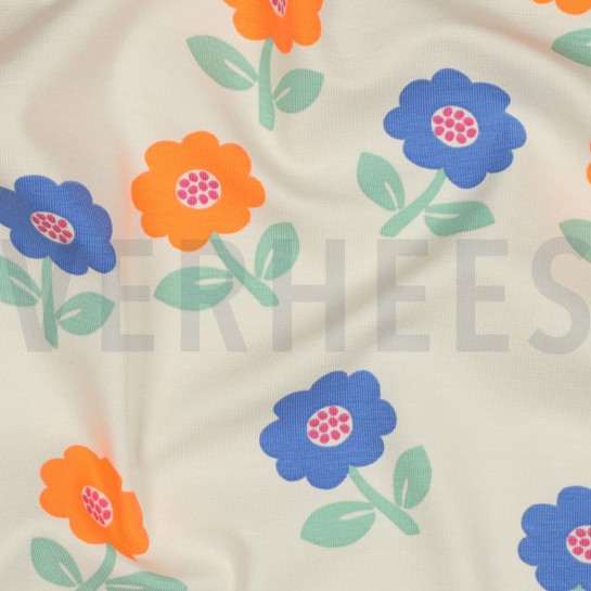 JERSEY NEON BLUMEN GEBROCHEN WEISS #7