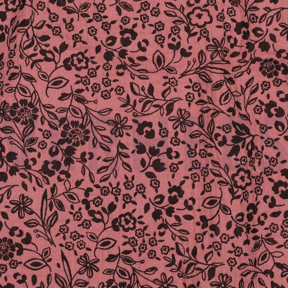 DOUBLE GAZE DE COTON FLEURS BORDEAUX #7