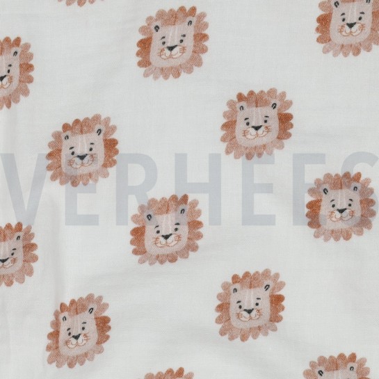 DOUBLE GAUZE DIGITAL LIONS WHITE #7