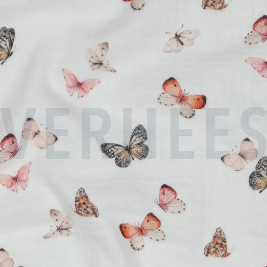 MUSSELIN DIGITAL SCHMETTERLINGE WEISS #7
