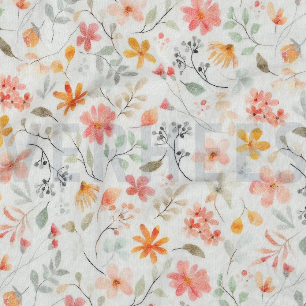 MUSSELIN DIGITAL BLUMEN WEISS #7