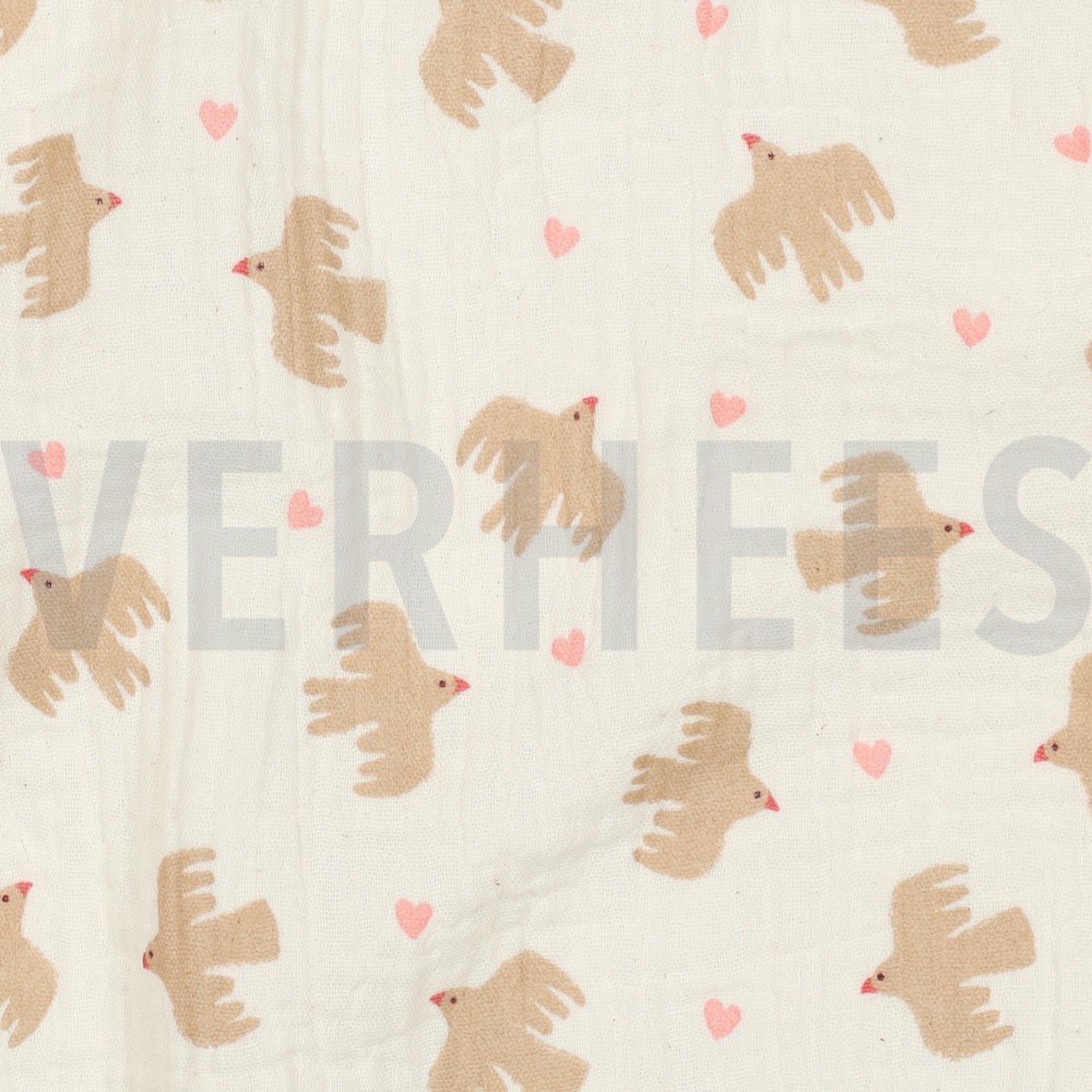 DOUBLE GAUZE GOTS BIRDS NATURAL (high resolution) #2