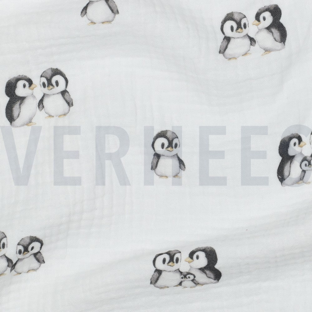 DOUBLE GAZE DE COTON GOTS DIGITAL ANIMAUX BLANC #7