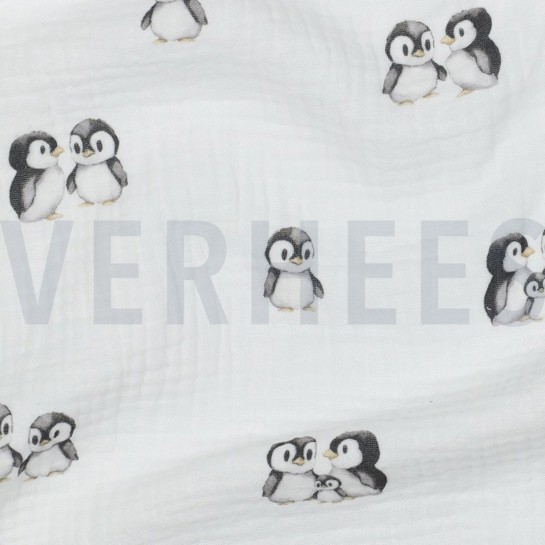 MUSSELIN GOTS DIGITAL TIERE WEISS #7