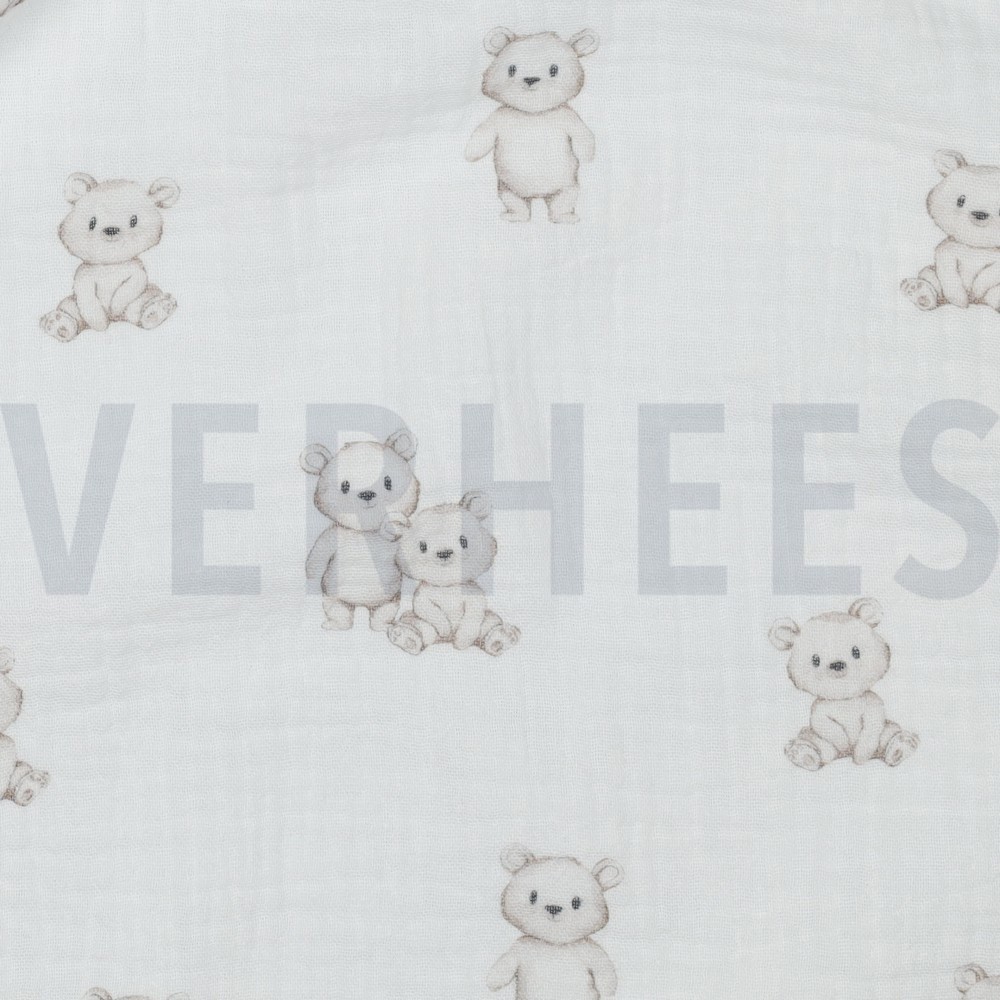 DOUBLE GAZE DE COTON GOTS DIGITAL ANIMAUX BLANC #7