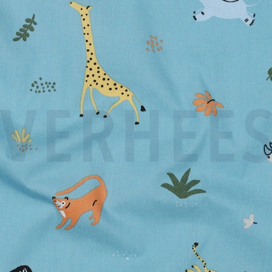 POPLIN GOTS ANIMALS PETROL #7