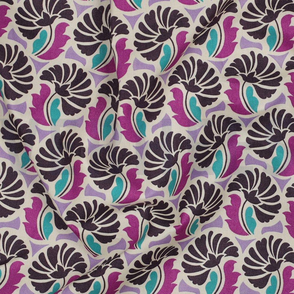 FINE POPLIN FLOWERS PURPLE #7