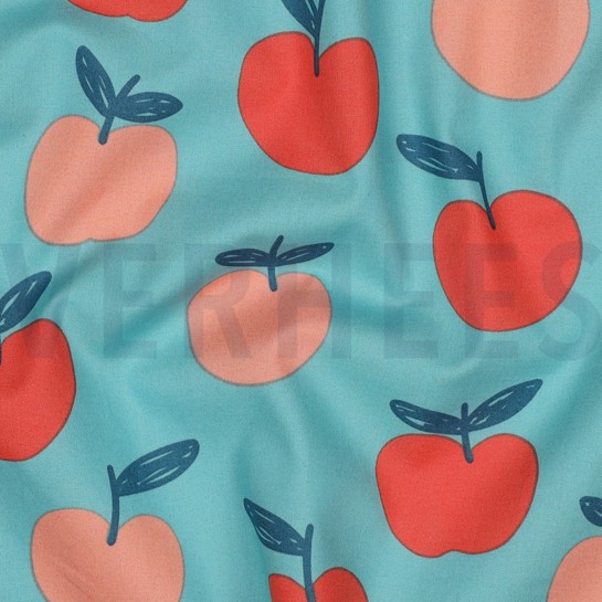 BAUMWOLLE POPELINE OBST HELL PETROL #7