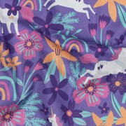 BAUMWOLLE POPELINE BLUMEN UND EINHÖRNER LAVENDEL (thumbnail) #2