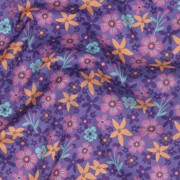 BAUMWOLLE POPELINE BLUMEN UND EINHÖRNER LAVENDEL (thumbnail) #2