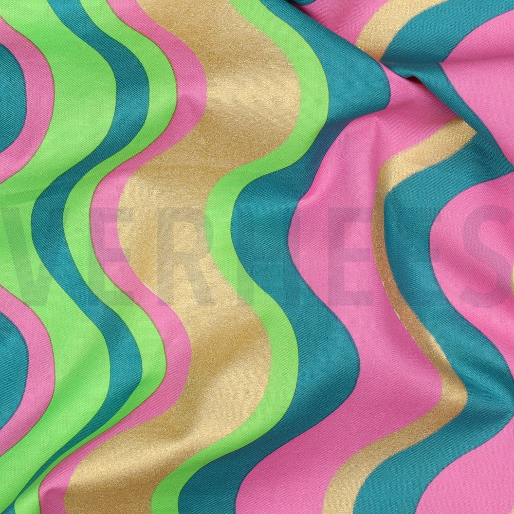 FINE POPLIN FOIL STRIPES GREEN #7