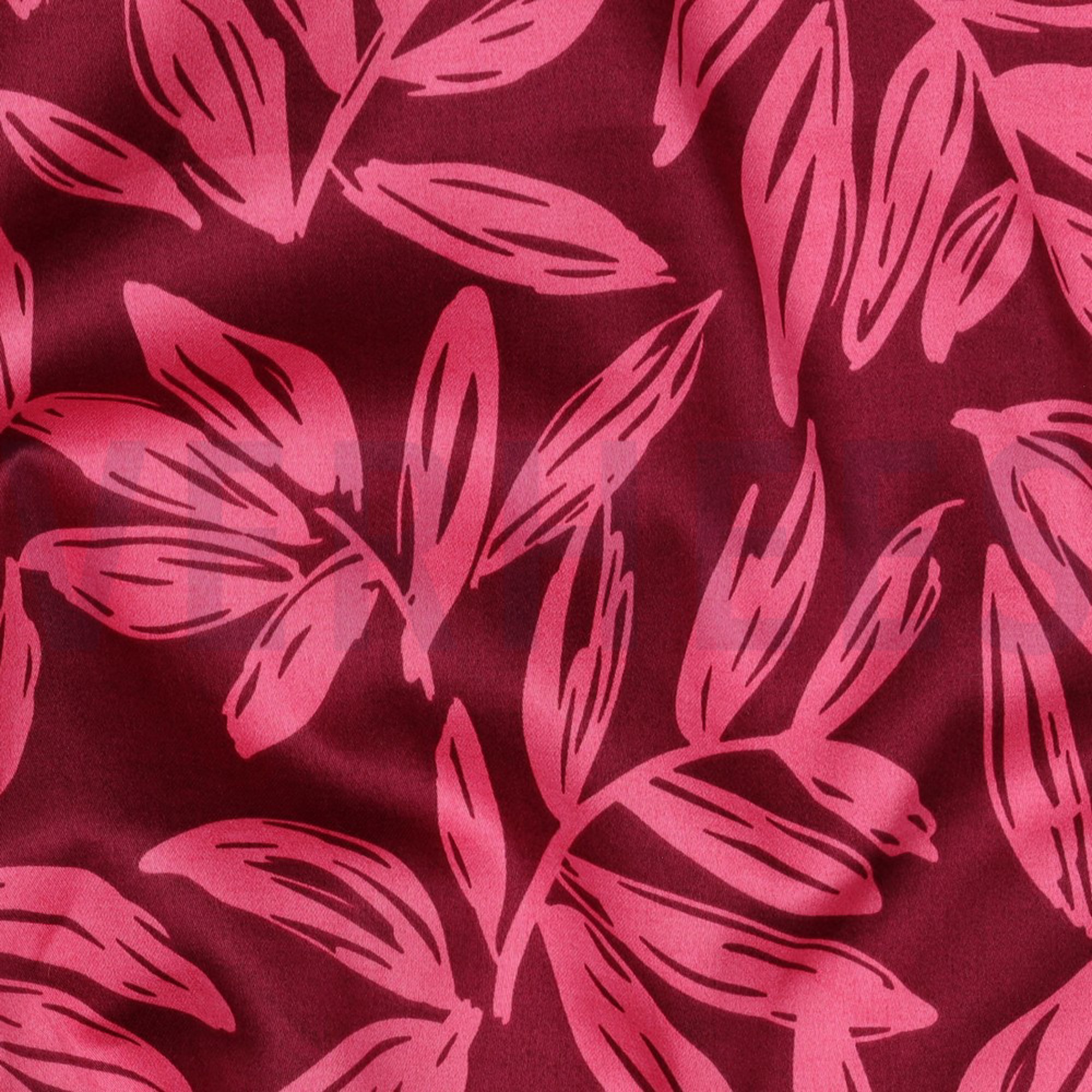 KATOEN SATIJN BLADEREN BORDEAUXROOD (high resolution) #2