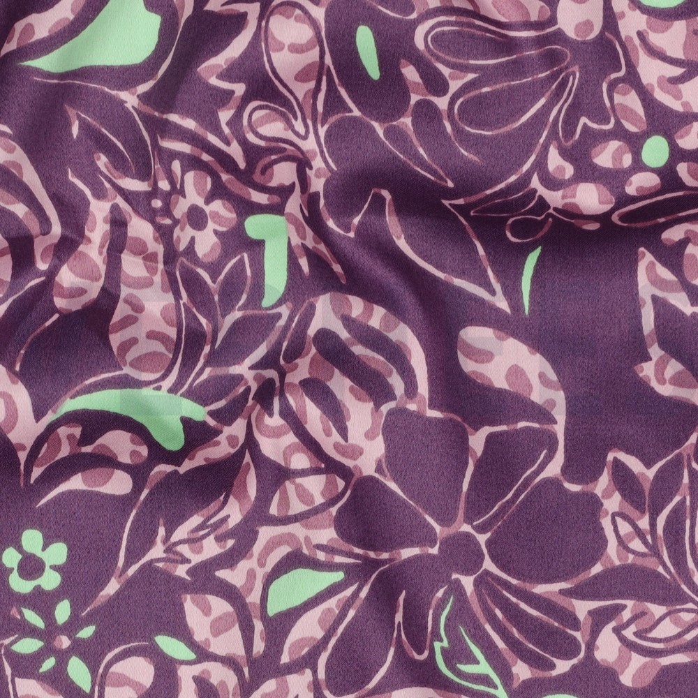 COTON SATIN FLEURS VIOLET #7