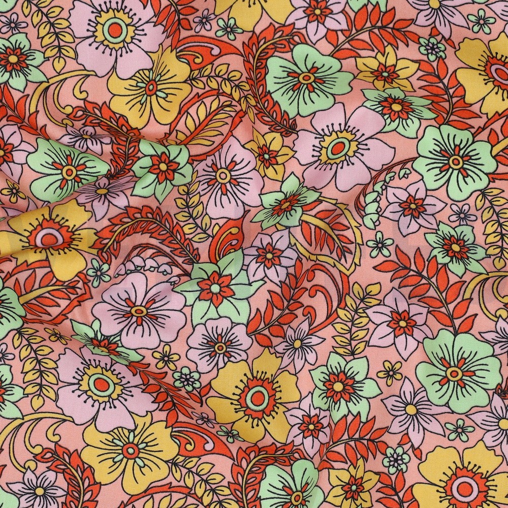 FINE POPLIN FLOWERS PEACH #7