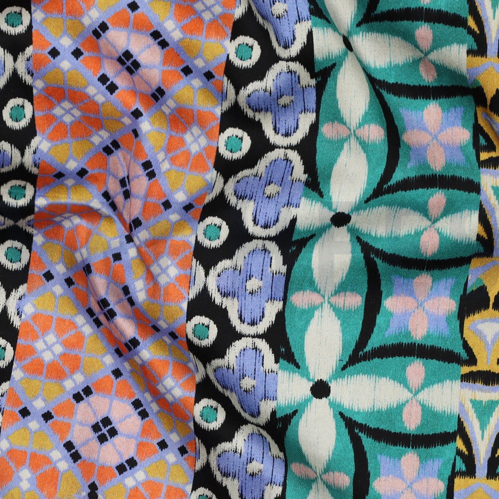 COTON SATIN DIGITAL GEOMETRIQUE BLEU #7