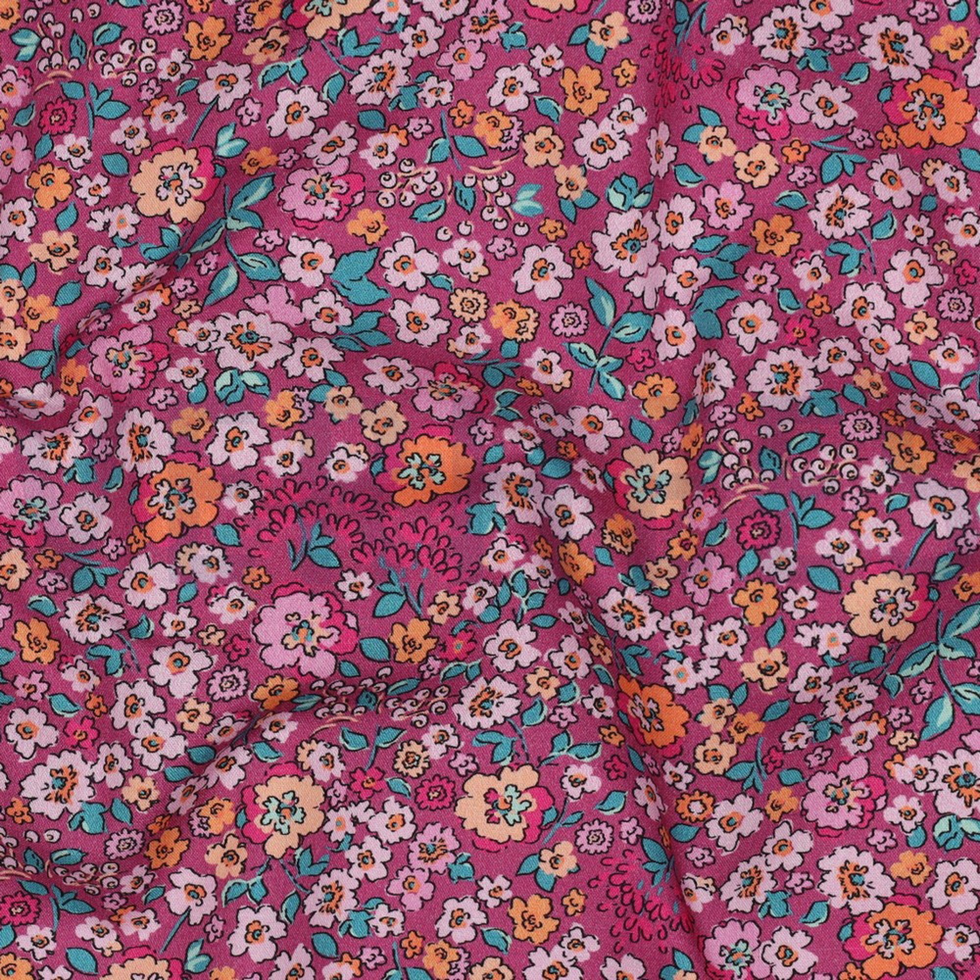 KATOENEN POPLIN DIGITAAL BLOEMEN FUCHSIA (high resolution) #2