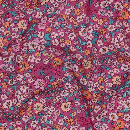 KATOENEN POPLIN DIGITAAL BLOEMEN FUCHSIA #7