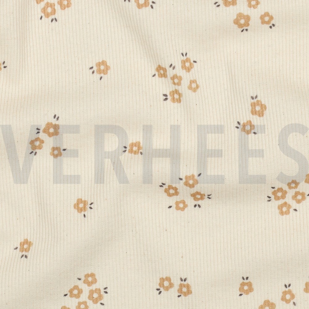 RIB JERSEY GOTS NATURAL FLOWERS NATURAL #7