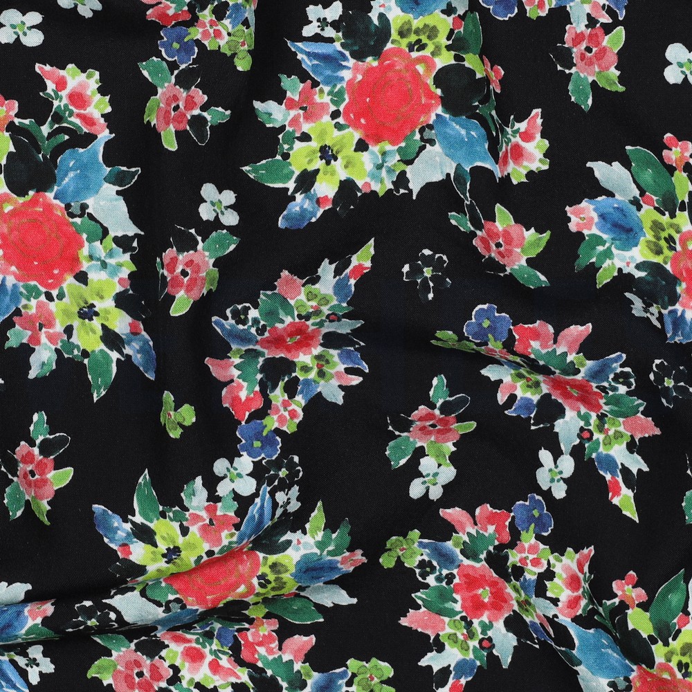 LENZING™ ECOVERO™ DIGITAL BLUMEN SCHWARZ #7