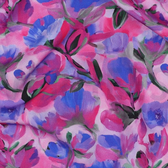 LENZING™ ECOVERO™ DIGITAL FLOWERS PURPLE #7