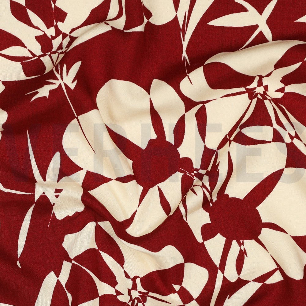 VISKOSE RADIANCE ABSTRAKTE BLUMEN ROT #7