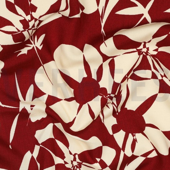 VISCOSE RADIANCE ABSTRACT FLOWERS RED #7