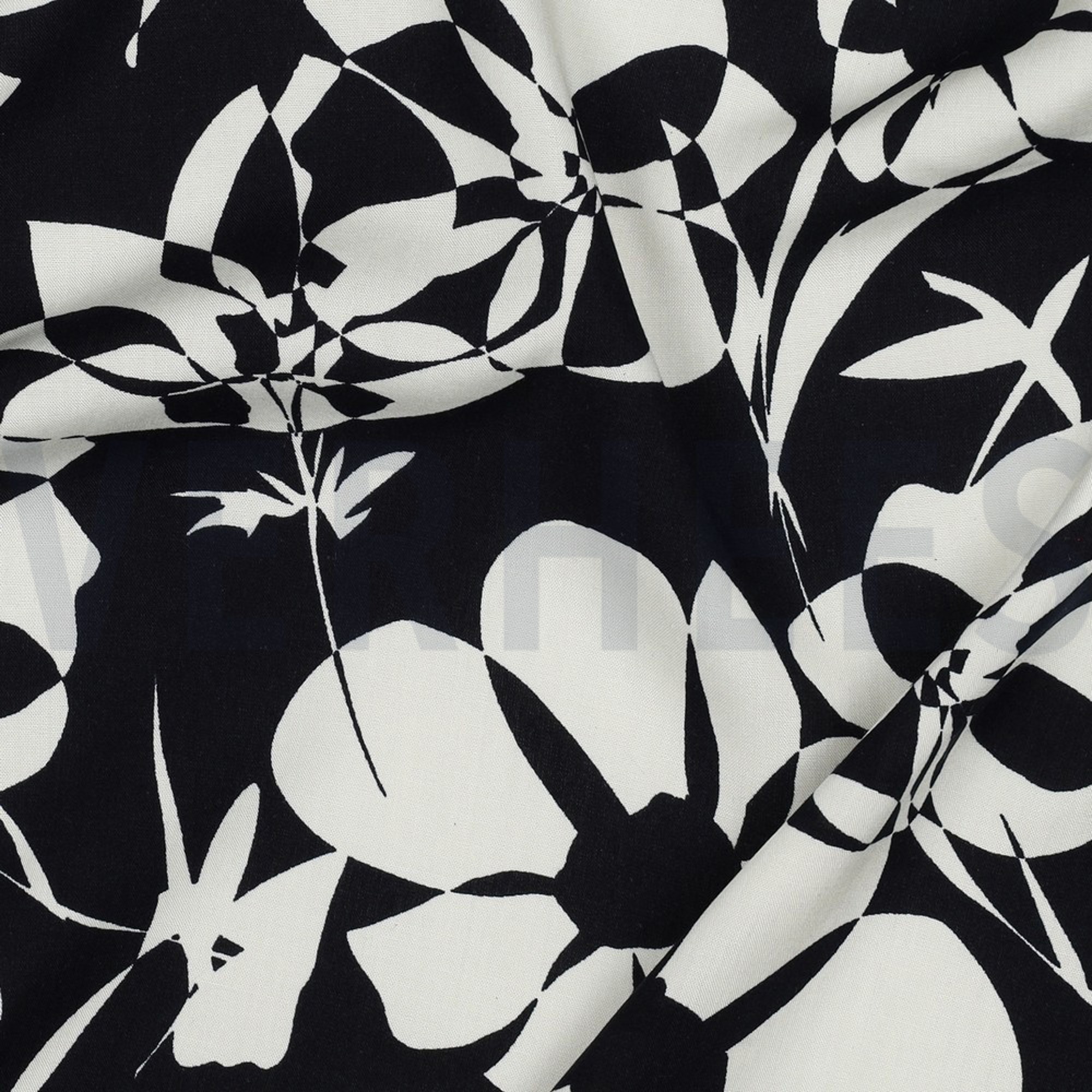 VISCOSE RADIANCE ABSTRACT BLOEMEN MARINEBLAUW (high resolution) #2