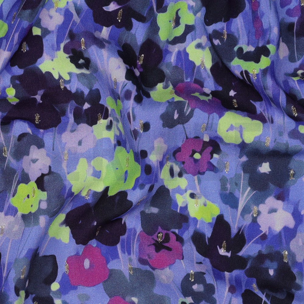 VISKOSE LUREX DIGITAL BLUMEN KOBALTBLAU #7