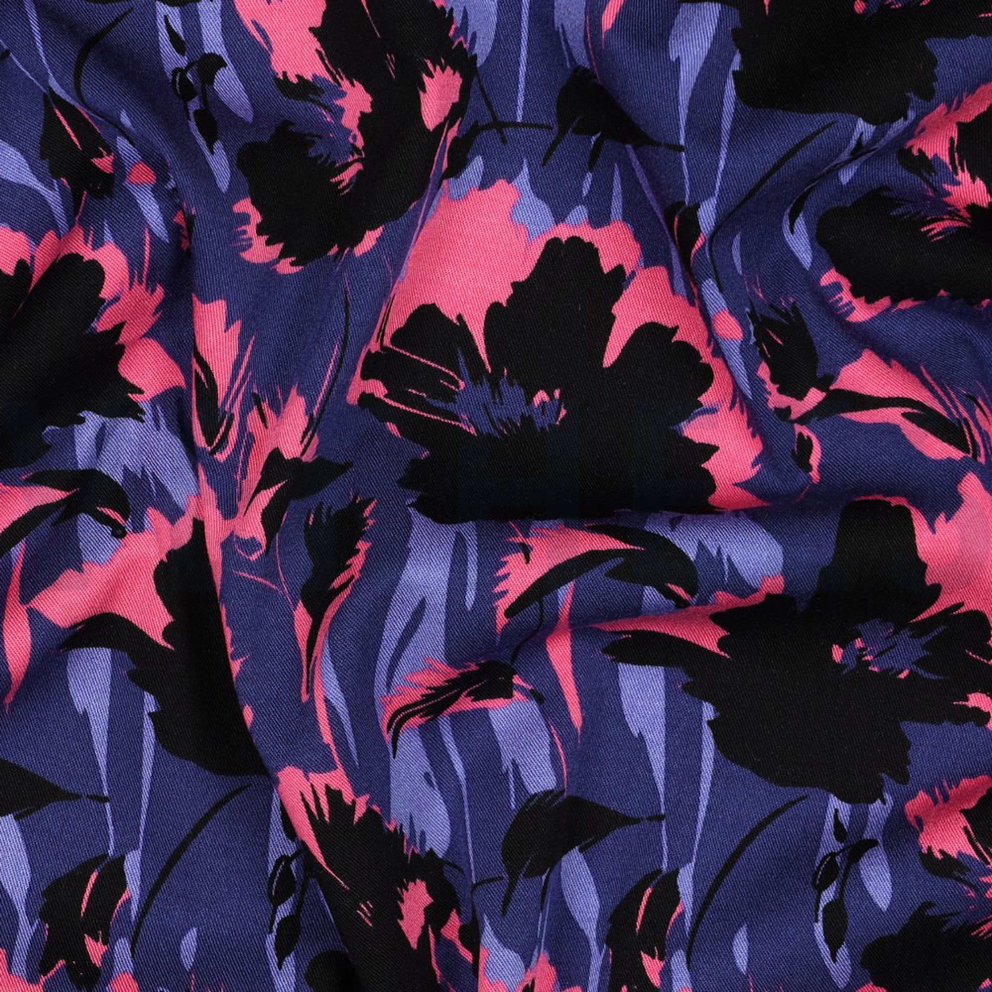 VISCOSE ROSELLA STRETCH BLOEMEN MARINEBLAUW (high resolution) #2
