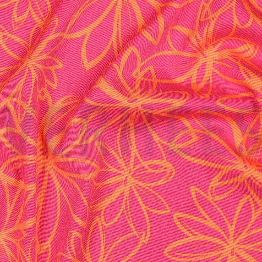 VISCOSE ROSELLA STRETCH BLOEMEN FUCHSIA #7