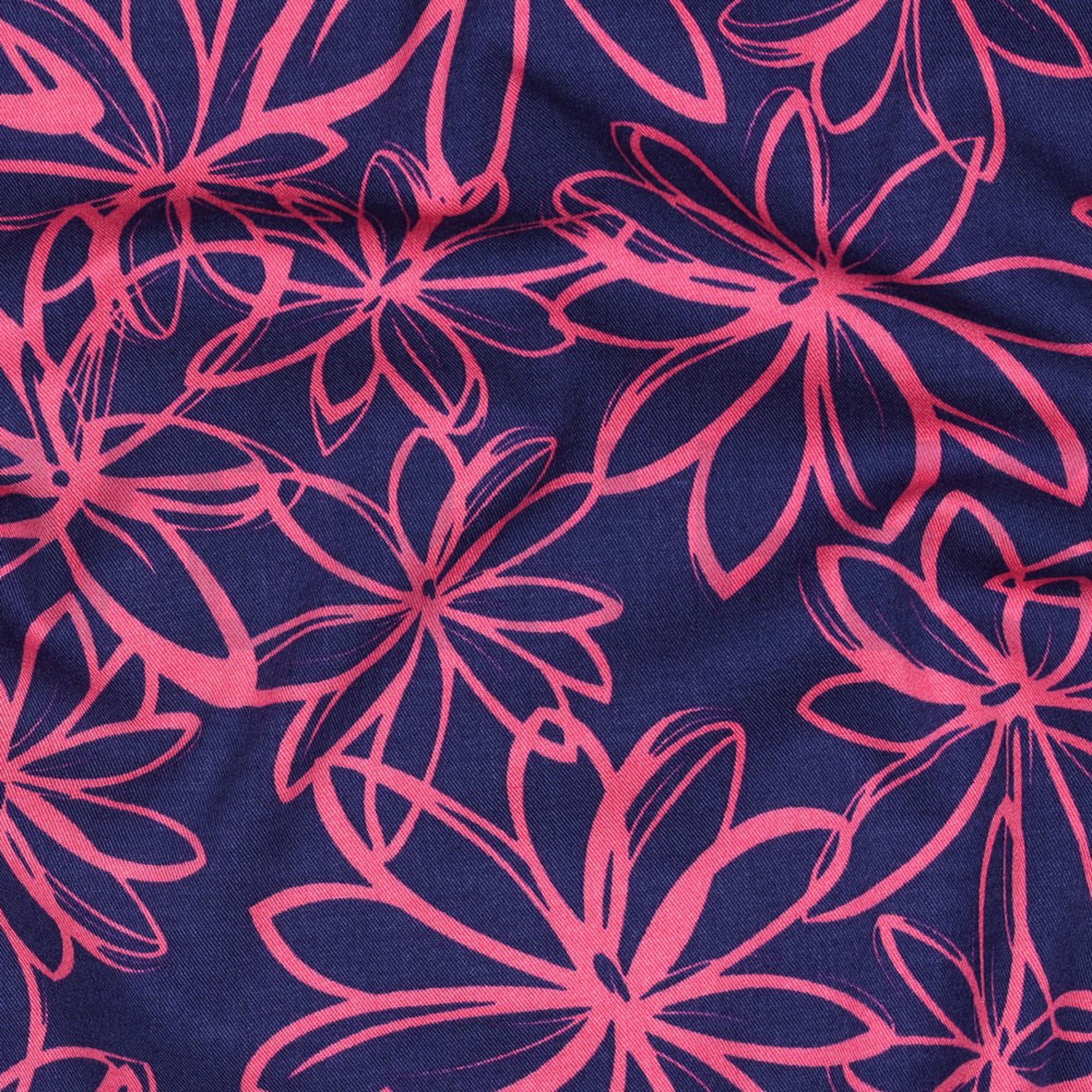 VISCOSE ROSELLA STRETCH BLOEMEN MARINEBLAUW (high resolution) #2