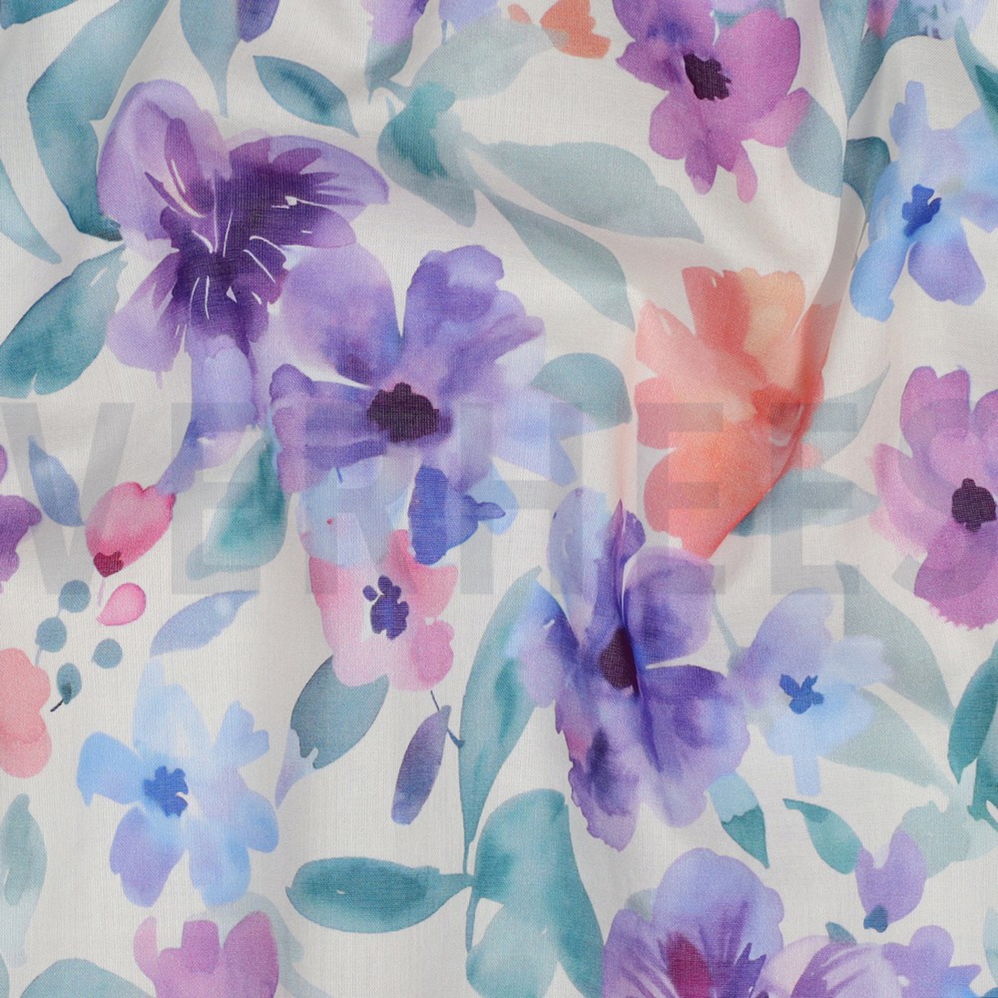 BAUMWOLLE VOILE DIGITAL BLUMEN LILA/VIOLETT (high resolution) #2