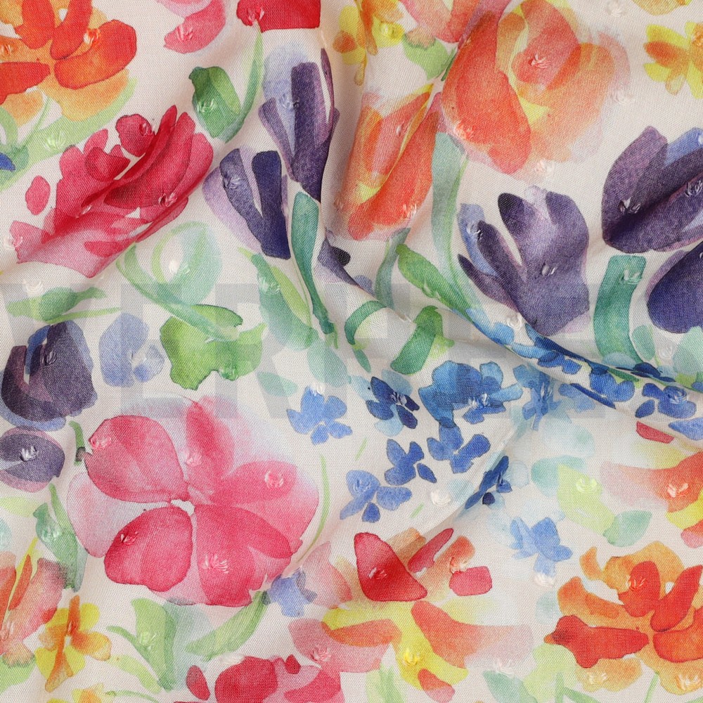 VISCOSE DOBBY DIGITAL FLOWERS MULTICOLOUR #7