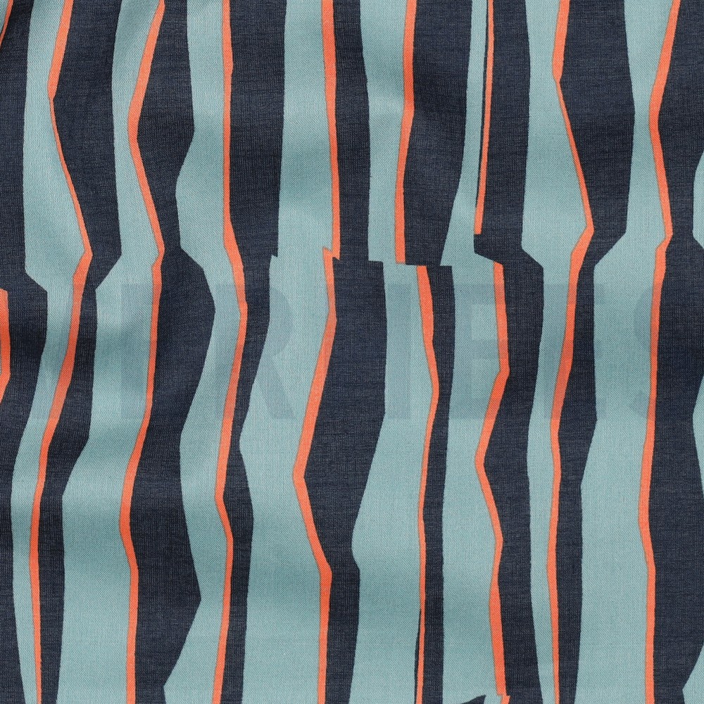COTTON VOILE GEOMETRIC LIGHT PETROL #7