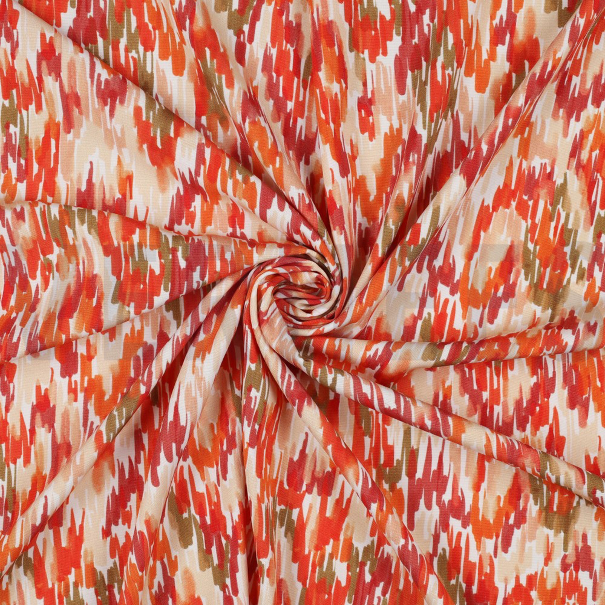 VISCOSE POPLIN STRETCH DIGITAL STROKES ORANGE (high resolution) #2
