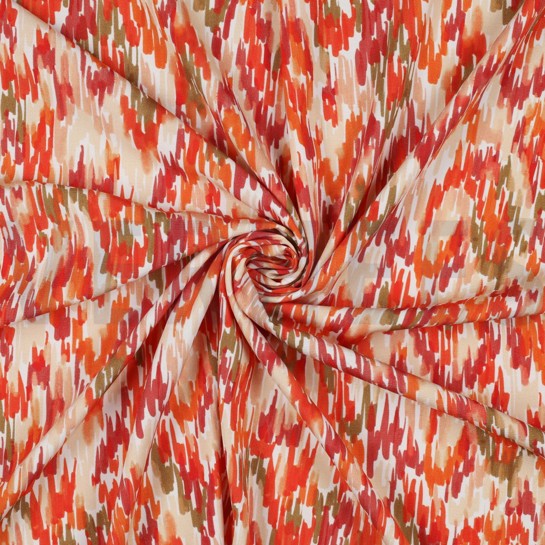VISCOSE POPLIN STRETCH DIGITAL STROKES ORANGE #7