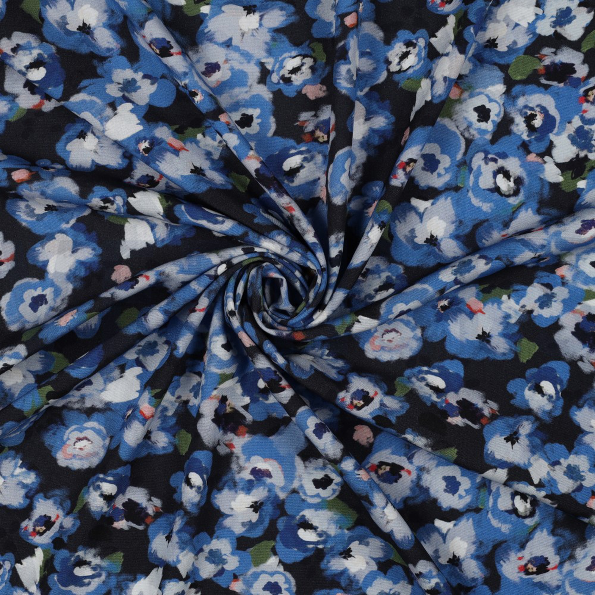 VISCOSE POPLIN STRETCH DIGITAAL BLOEMEN MARINEBLAUW (high resolution) #2