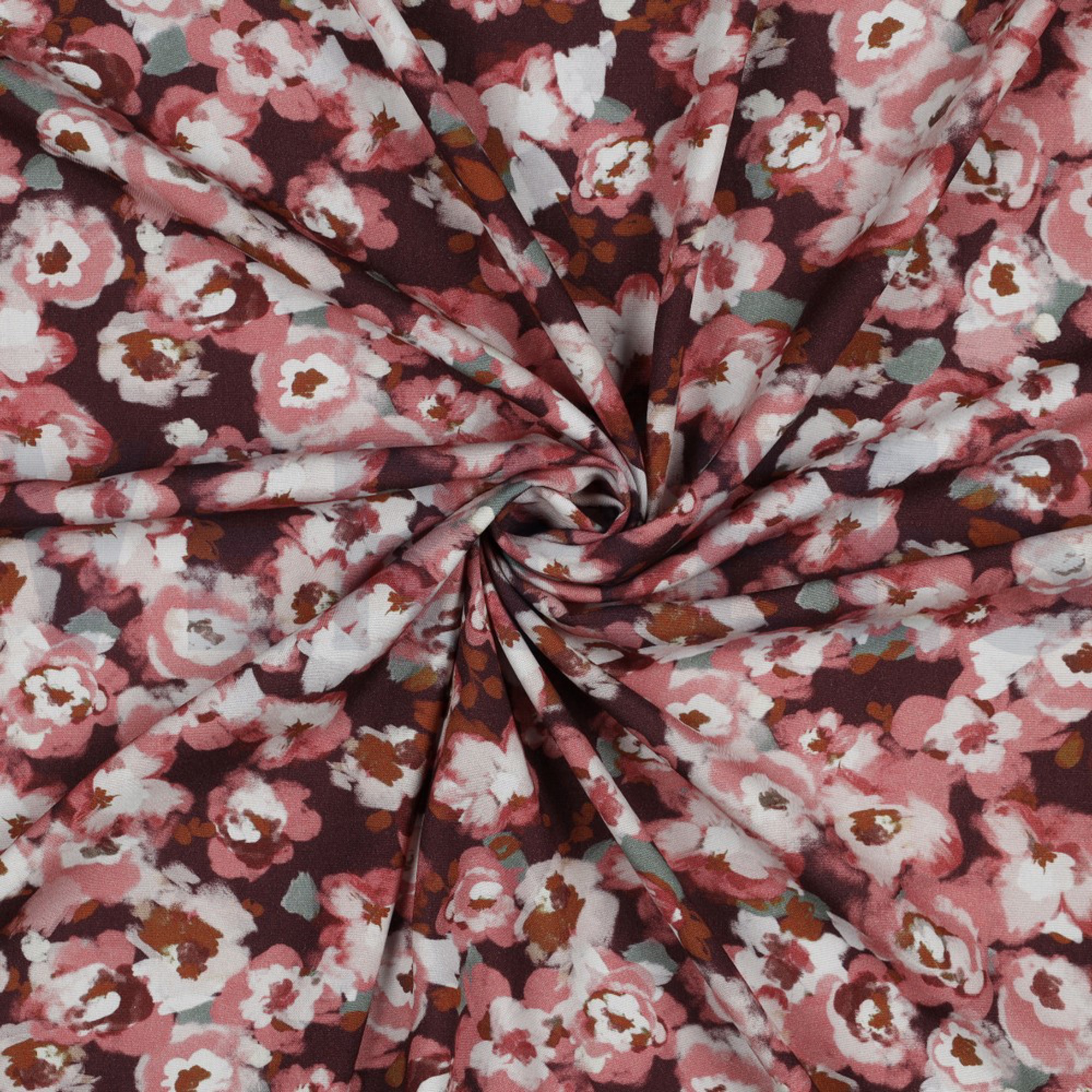 VISCOSE POPLIN STRETCH DIGITAL FLOWERS BURGUNDY (high resolution) #2