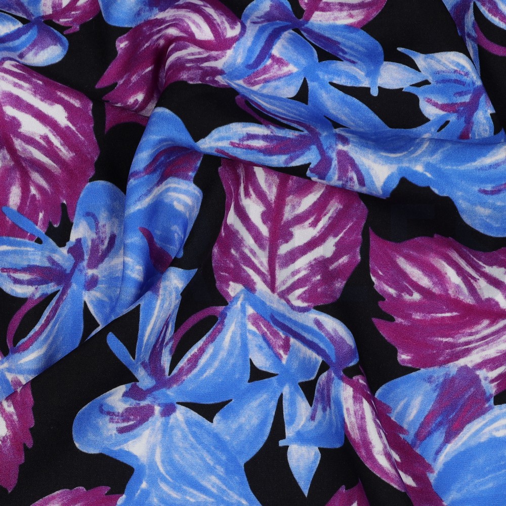 VISCOSE RADIANCE DIGITAAL BLADEREN ZWART #7