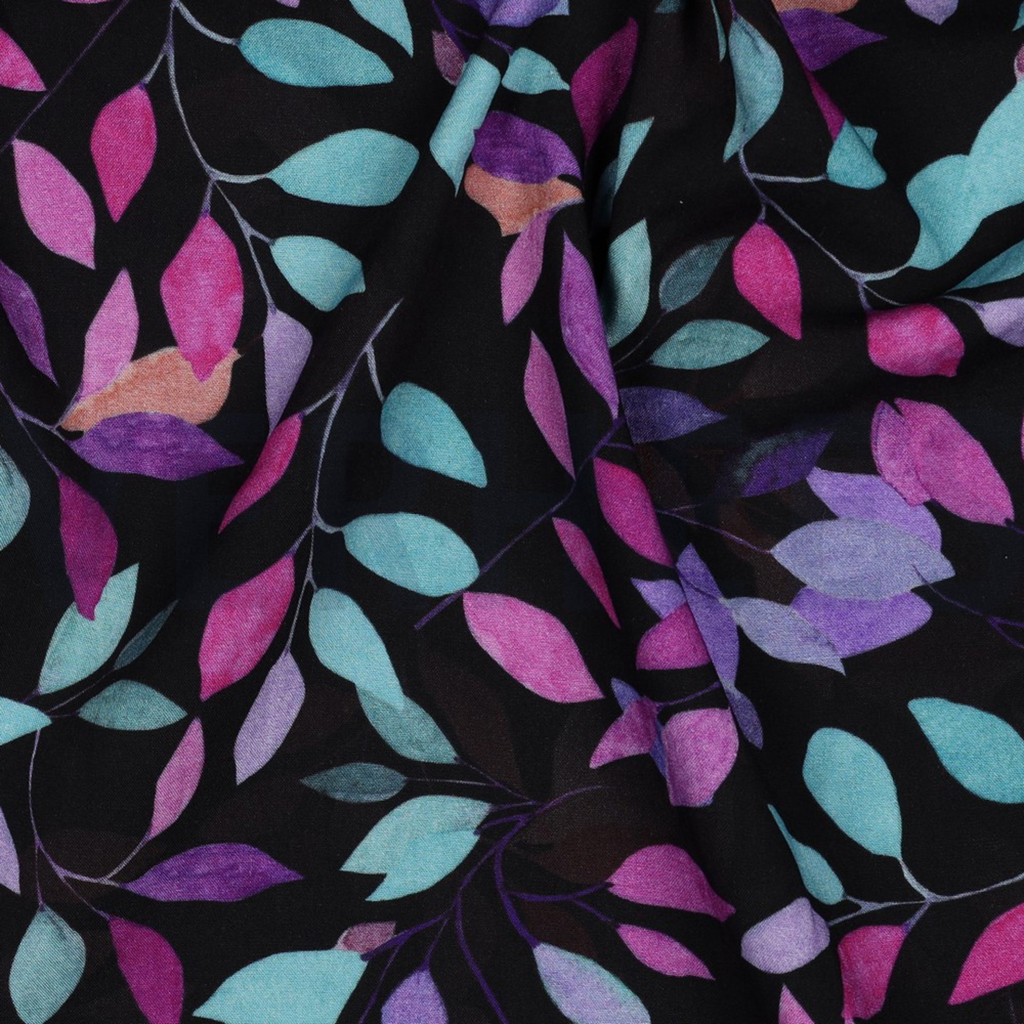 VISCOSE RADIANCE DIGITAAL BLADEREN ZWART (high resolution) #2