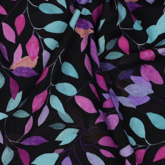 VISCOSE RADIANCE DIGITAAL BLADEREN ZWART #7