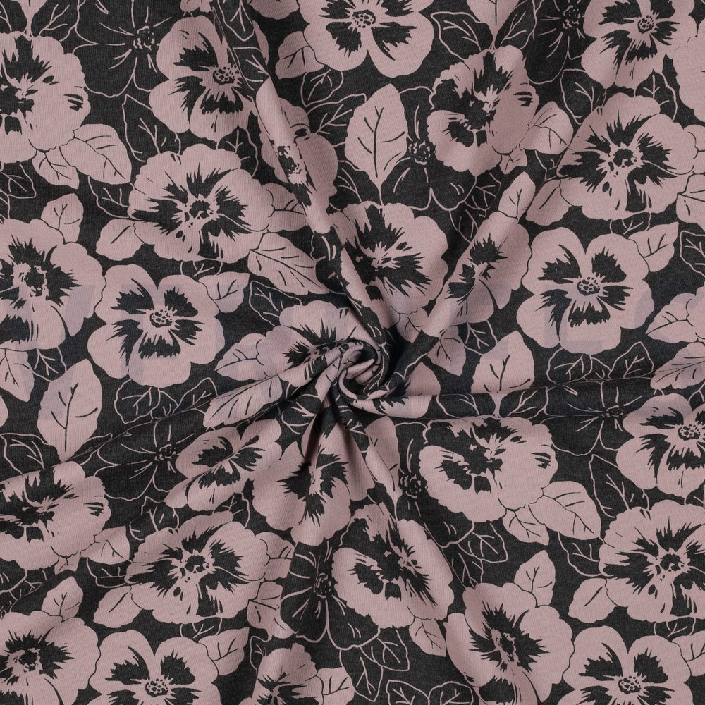 JERSEY MELANGE FLOWERS ANTHRACITE MELANGE #7