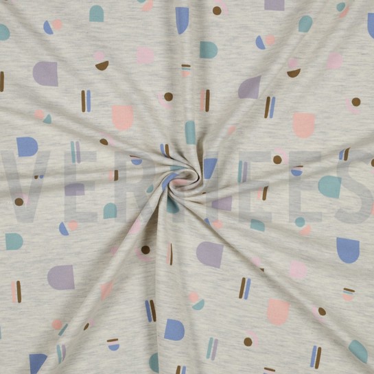 JERSEY MELANGE ABSTRAKT ECRU MELIERT #7