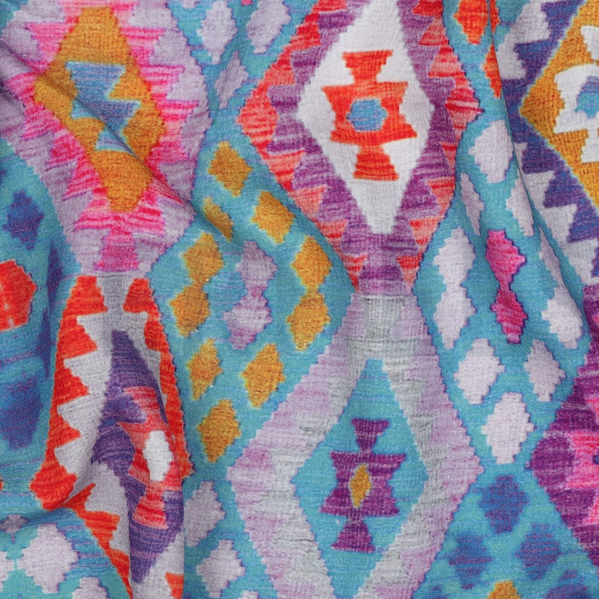 VISCOSE RADIANCE DIGITAAL GEOMETRISCH PETROL (high resolution) #2