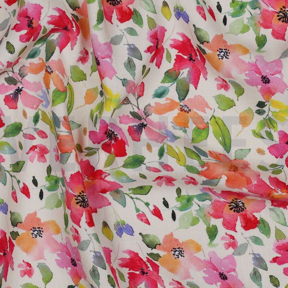 VISCOSE RADIANCE DIGITAAL BLOEMEN WIT #7