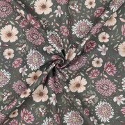 LIN VISCOSE LAVÉ FLEURS VERT ALGUE (thumbnail) #2