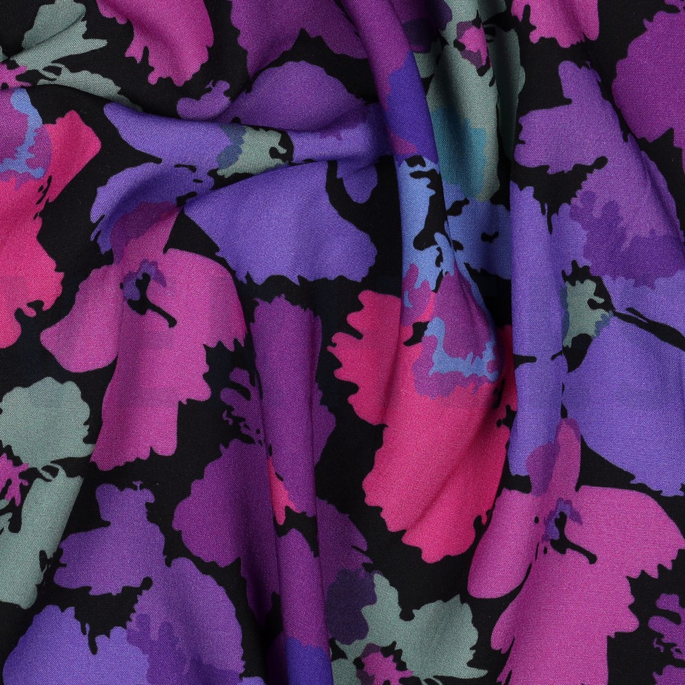 VISCOSE RADIANCE DIGITAAL ABSTRACT BLOEMEN ZWART #7