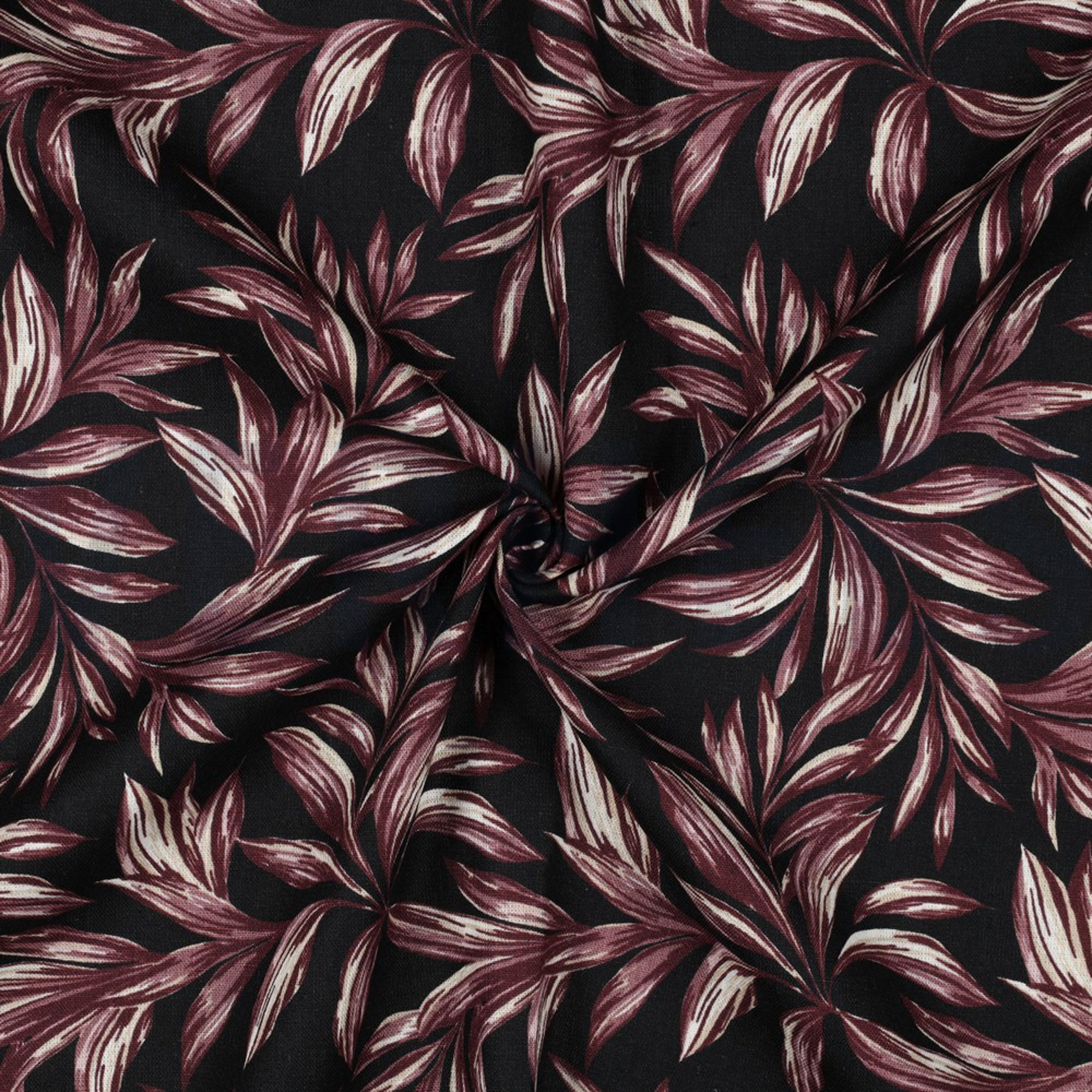 LINNEN VISCOSE GEWASSEN BLADEREN ZWART (high resolution) #2