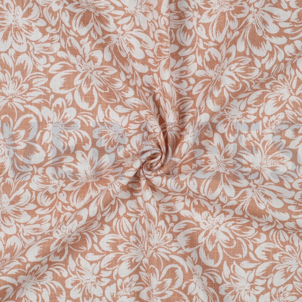 LINEN WASHED FLOWERS LIGHT APRICOT #7